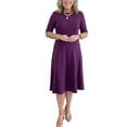 thumbnail image 1 of Quixlent Church Dress for Women Short Sleeve A Line Teacher Work Dress Casual Knee Length Business Office Dress, 1 of 8