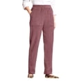 thumbnail image 1 of Quixlent Corduroy Casual Pants Elastic Waist Women Long Pants with Pockets Solid Color Straight Leg Commuting Office Travel Slacks, 1 of 8