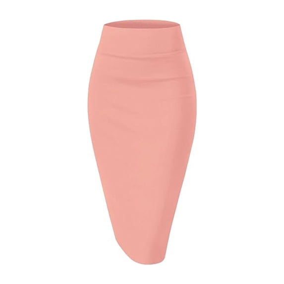 Quixlent Hip Wrapped Skirt Pure Color High-Waisted Slimming Skirt Breathable Fabric Front Slit Design Office Lady Skirt