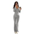 thumbnail image 1 of Quixlent Women's 2 Piece Sweatsuits Zip Up Hoodies And Bell Bottom Pants Ribbed Knit Outfits Sexy Bodycon Workout Tracksuits, 1 of 8