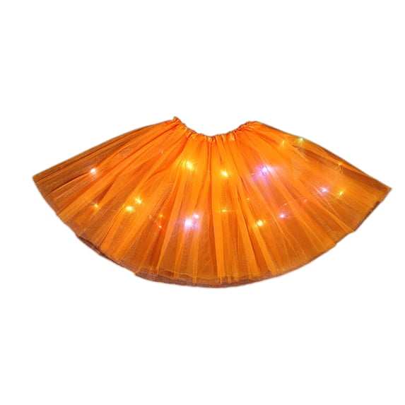 Quixlent LED Light-Up Women Mesh Skirt Elastic Waist Illuminated Skirt Stage Show Colorful Gauze Skirt Multi Layer Full Mesh Skirt