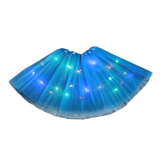 Quixlent LED Light-Up Women Mesh Skirt Elastic Waist Illuminated Skirt Stage Show Colorful Gauze Skirt Multi Layer Full Mesh Skirt