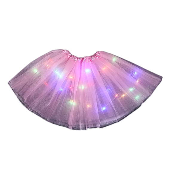 Quixlent LED Light-Up Women Mesh Skirt Elastic Waist Illuminated Skirt Stage Show Colorful Gauze Skirt Multi Layer Full Mesh Skirt
