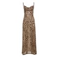 thumbnail image 1 of Quixlent Lady Slip Dress Leopard Print Backless Slim Waist Low-cut V Neck Sleeveless A-line Prom Cocktail Club Party Maxi Dress, 1 of 7