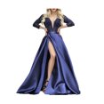 thumbnail image 1 of Quixlent Sexy Deep V-Neck Maxi Dress for Women Sheer Lace Long Sleeve High Split Cocktail Party Dress Formal Evening Gown, 1 of 8