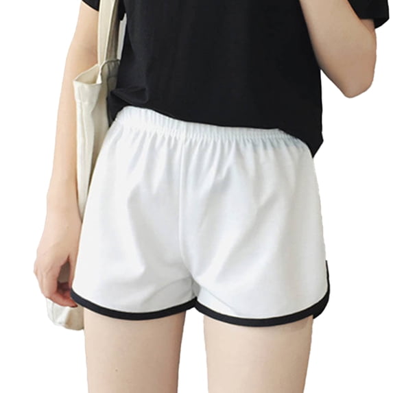 Quixlent Sports Shorts Breathable Quick-Drying Lightweight Fabric Women Shorts Elastic Waistband Side Stripes Design Running Shorts