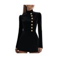 thumbnail image 1 of Quixlent Stand Collar Work Dress for Women Long Sleeve Single-Breasted Suit Dress Formal Church Office Sheath Dress, 1 of 8