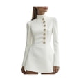 thumbnail image 1 of Quixlent Stand Collar Work Dress for Women Long Sleeve Single-Breasted Suit Dress Formal Church Office Sheath Dress, 1 of 7