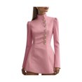 thumbnail image 1 of Quixlent Stand Collar Work Dress for Women Long Sleeve Single-Breasted Suit Dress Formal Church Office Sheath Dress, 1 of 8