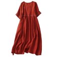 thumbnail image 1 of Quixlent Summer Dress for Women Plus Size Boho Short Sleeve Crew Neck Loose Long Dress Casual Flowy Beach A-line Dress, 1 of 8