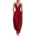 thumbnail image 1 of Quixlent Summer Jumpsuits for Women, Sleeveless Spaghetti Strap Overall, V Neck Casual One Piece Outfits with Pockets, 1 of 8