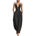thumbnail image 1 of Quixlent Summer Jumpsuits for Women, Sleeveless Spaghetti Strap Overall, V Neck Casual One Piece Outfits with Pockets, 1 of 8