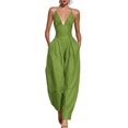 thumbnail image 1 of Quixlent Summer Jumpsuits for Women, Sleeveless Spaghetti Strap Overall, V Neck Casual One Piece Outfits with Pockets, 1 of 8