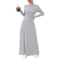 thumbnail image 1 of Quixlent Sweater Dress for Women Casual Long Sleeve High Neck Ribbed Knit A-Line Dress Fall Winter Pullover Tunic Maxi Dress, 1 of 8