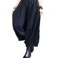 thumbnail image 1 of Quixlent Women Bloomer Elastic High Waist Wide Leg Trousers with Pockets Solid Color Loose Fit Casual Pants Work Travel Daily Wear, 1 of 8