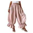 thumbnail image 1 of Quixlent Women Bloomers, High Elastic Waistband Wide Leg Trousers, Bohemian Ruffled Cuffs Super Loose Harem Pants for Casual Commuting Travel Wear, 1 of 7