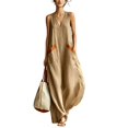 thumbnail image 1 of Quixlent Women Boho Sleeveless Maxi Dress, V Neck Flowy Long Tank Dress, Summer Casual A-line Loose Dress with Pockets, 1 of 8