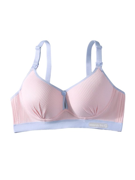 Women Breastfeeding Bra Front Open Contrast Color Push Up 3D Cup Elastic Wireless Seamless Pregnancy Postpartum Bra