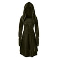 thumbnail image 1 of Quixlent Women Cosplay Dress Gothic Solid Color Lace-up Strap Slim Waist Irregular Hem Hooded Long Sleeves Theme Parties Role-Playing Festival Halloween Midi Dress, 1 of 8
