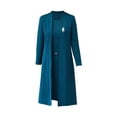 thumbnail image 1 of Quixlent Women Dress Coat Suit Spring Fall Elegant Solid Color Middle-age Ladies Female Open Front Long Cardigan O Neck Sleeveless Dress Kit, 1 of 8
