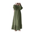 thumbnail image 1 of Quixlent Women Dress Round Neck Puff Long Sleeve Loose Fit Maxi Dress with Layered Ruffle Hem Puff Sleeves Holiday Wear, 1 of 8