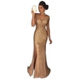 thumbnail image 1 of Quixlent Women Evening Dress V Neck Mesh Patchwork Sequin Sleeveless Split Hem Mermaid Shape Slim Fit Prom Party Banquet Bride Maxi Dress, 1 of 7