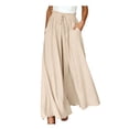 thumbnail image 1 of Quixlent Women Long Pants, Oversized Wide Leg Trousers with Pockets, Pure Color Elastic Straps Adjustable Pants for Daily Casual Wear, 1 of 8