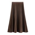 thumbnail image 1 of Quixlent Women Maxi Skirt Elastic High Waist A-Line Long Skirt Solid Color Large Hem Pleated Skirt Work Leisure Skirt Workwear, 1 of 8