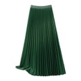thumbnail image 1 of Quixlent Women Maxi Skirt Elastic High Waist Pleated Skirt Solid Color Smooth Satin A-Line Skirt Work Leisure Wear, 1 of 8