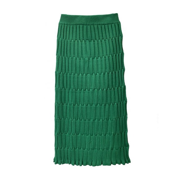 Quixlent Women Midi Skirt High Waist Straight Leg Hip Wrapped Knitting Skirt Solid Color Autumn Skirt Versatile Daily Wear