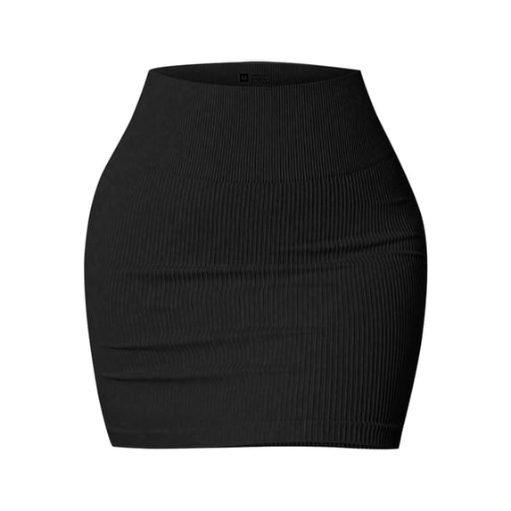 Quixlent Women Mini Skirt Elastic High Waist Solid Color Short Skirt Hip-Hugging Bodycon Skirt Soft Breathable Daily Wear