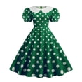thumbnail image 1 of Quixlent Women Party Dress Vinatge Big Hem Contrast Color Dot Print High Waist Back Zipper Short Bubble Sleeve Doll Collar 50s 60s Prom Wedding Princess Dress, 1 of 7