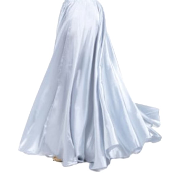 Quixlent Women Performance Skirt High Elastic Waist Solid Color Pleated Super Big Hem Satin Long Spanish Skirt Swing Dancing Skirt Belly Dance Skirt