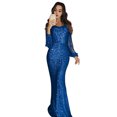 thumbnail image 1 of Quixlent Women Prom Dress Tassel Sleeves Sheath Slim Fit V Neck Solid Color Sequin Fishtail Hem Evening Dress Cocktail Party Maxi Dress, 1 of 8