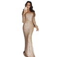 thumbnail image 1 of Quixlent Women Prom Dress Tassel Sleeves Sheath Slim Fit V Neck Solid Color Sequin Fishtail Hem Evening Dress Cocktail Party Maxi Dress, 1 of 8