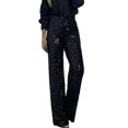 thumbnail image 1 of Quixlent Women Sequins Long Pants High Waist Slim Fit Shining Trousers Solid Color Elastic Flared Pants Streetwear, 1 of 8