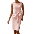 thumbnail image 1 of Quixlent Women Sleeveless Bodycon Dress Ruched Bow Tie Side Slit Midi Dress Lady Formal Cocktail Party Work Dress, 1 of 7