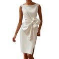 thumbnail image 1 of Quixlent Women Sleeveless Bodycon Dress Ruched Bow Tie Side Slit Midi Dress Lady Formal Cocktail Party Work Dress, 1 of 8
