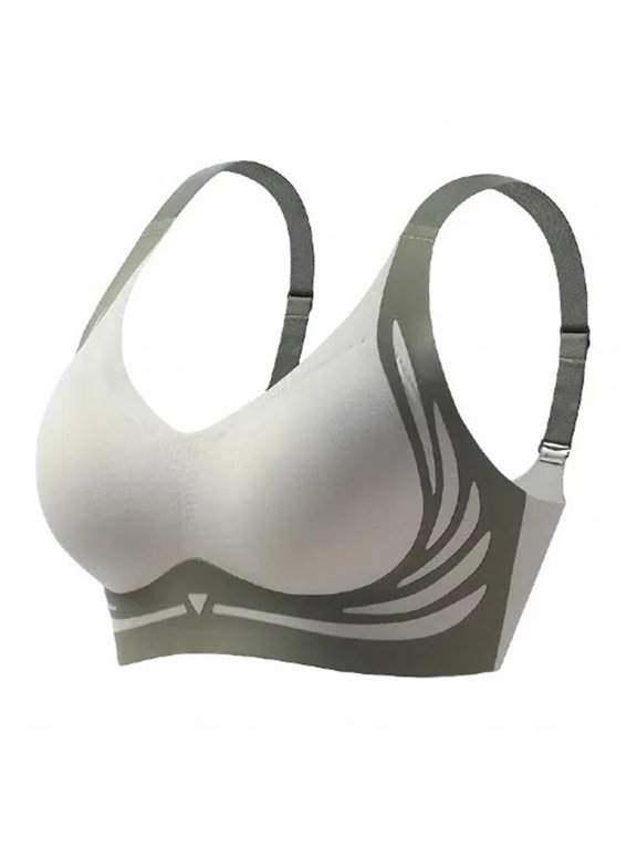 Women Sports Bra Elastic Shoulder Strap Wireless Good Breathability 3D Cup Shockproof Push-up Sport Yoga Color Matching Daily Lady Bra