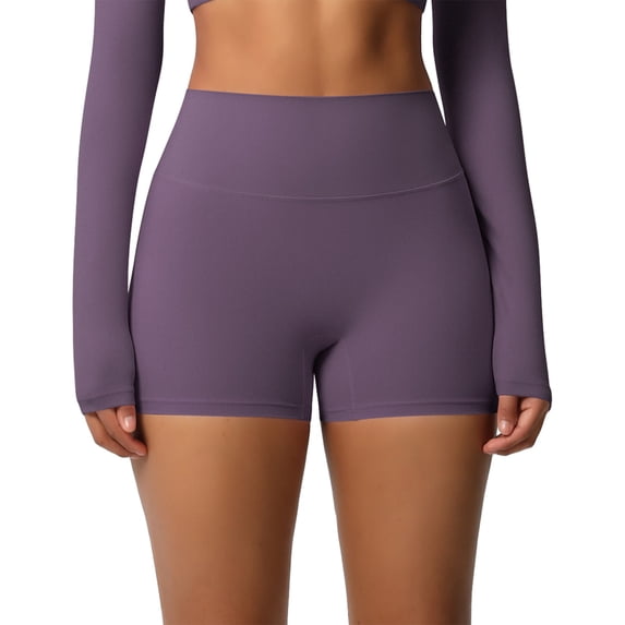 Quixlent Women Sports Shorts High Waist Yoga Shorts Body Shaping Peach Butt Effect Tummy Control Shorts Elastic Waistband Solid Color Cropped Pants for Running Exercise