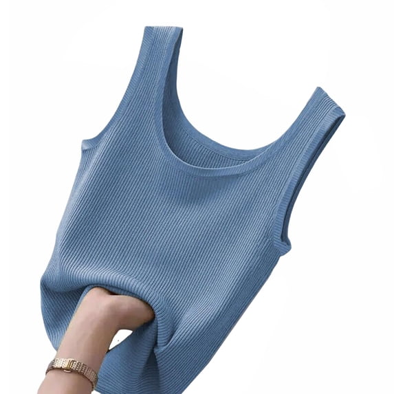 Solidification Ice Quixlent Women Summer Vest O-neck Sleeveless Slim Fit Tank Tops Solid ...