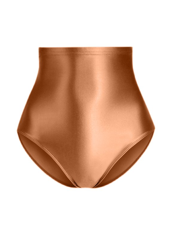 Women Thong Seamless High Waist Thin Elastic Solid Color High Elasticity Satin Glossy Surface Thin Lady Underpants Daily Briefs