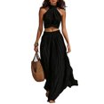 thumbnail image 1 of Quixlent Women's 2 Piece Outfits, High Neck Halter Sleeveless Top And Wide Leg Pants Matching Set, Summer Beach Vacation Outfits, 1 of 8
