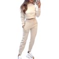 thumbnail image 1 of Quixlent Women's 2 Piece Outfits Long Sleeve Pullover Crop Top And Drawstring Sweatpants Set Fall Lounge Sweatsuit Set, 1 of 8