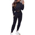 thumbnail image 1 of Quixlent Women's 2 Piece Outfits Long Sleeve Pullover Crop Top And Drawstring Sweatpants Set Fall Lounge Sweatsuit Set, 1 of 8