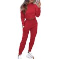 thumbnail image 1 of Quixlent Women's 2 Piece Outfits Long Sleeve Pullover Crop Top And Drawstring Sweatpants Set Fall Lounge Sweatsuit Set, 1 of 8