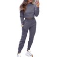 thumbnail image 1 of Quixlent Women's 2 Piece Outfits Long Sleeve Pullover Crop Top And Drawstring Sweatpants Set Fall Lounge Sweatsuit Set, 1 of 8