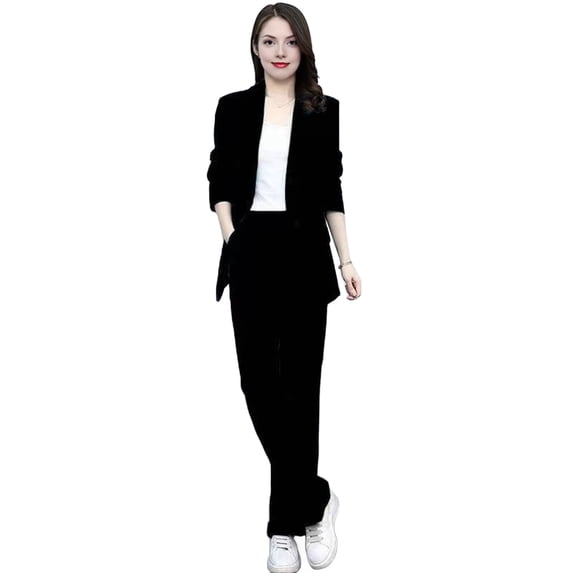 Quixlent Women's 2 Piece Suits Set Casual Long Sleeve Blazer with Pants Business Outfits Formal Office Work Sets