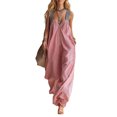 thumbnail image 1 of Quixlent Women's Casual Striped Jumpsuits, Sleeveless Wide Leg Jumpsuits, Summer Jumper Zipper Outfits for Daily Commuting Beach Vacation Party Wear, 1 of 7