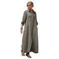 thumbnail image 1 of Quixlent Women's Cotton Linen Shirt Dress Casual Rolled-Up Sleeve Button Dowm Maxi Dress Summer Loose Tunic Shift Dress, 1 of 8